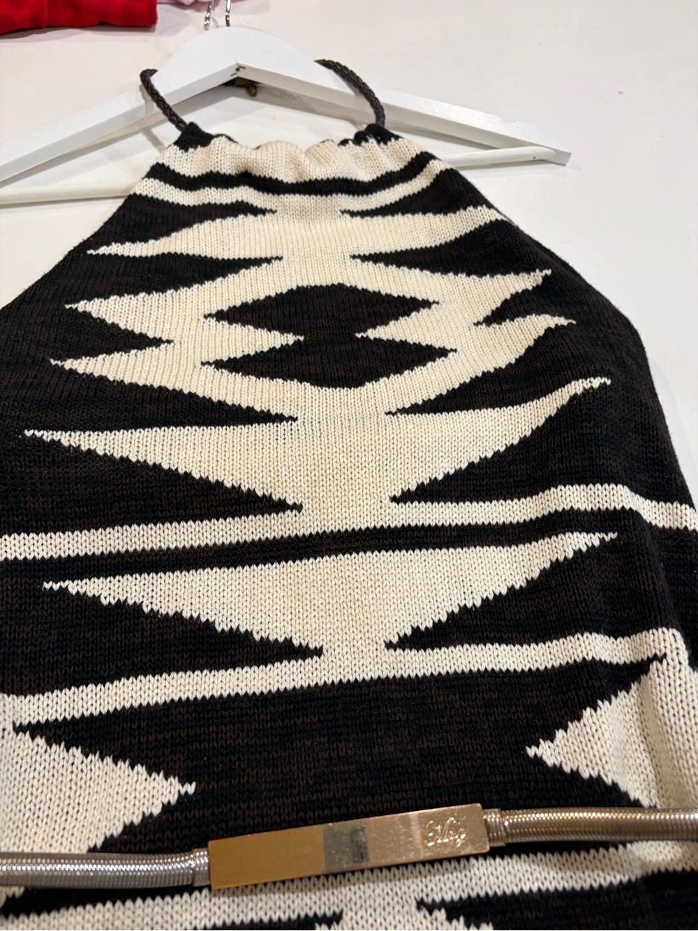 Ralph Lauren Black and Cream Strapless Geometric Knit Dress M - Picture 2 of 7